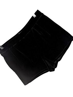 NWOT! EXPRESS RICH BLACK STRETCH VELVET, PLEATED FRONT MINI SHORTS SZ M
